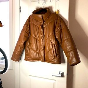 ARITZIA Wilfred Faux Leather Puffer- Brown